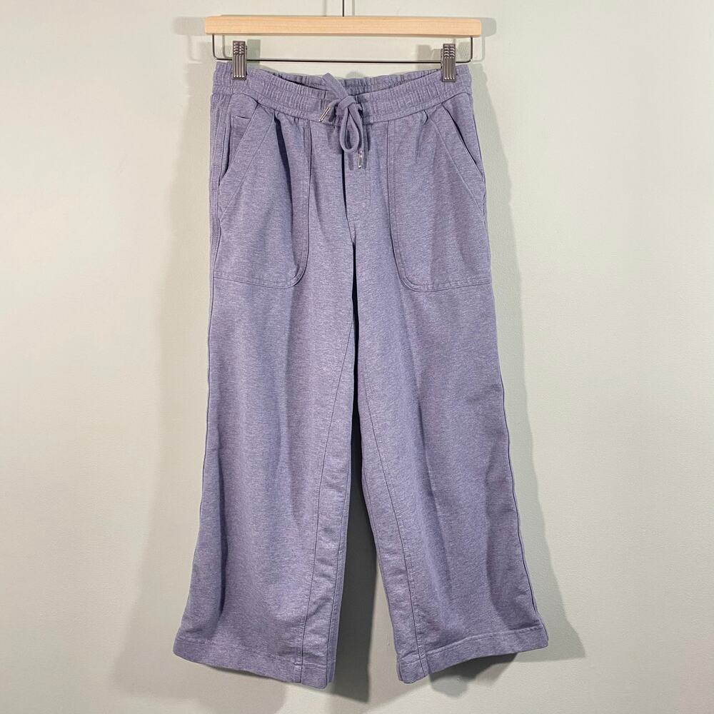 Athleta Women's Light Blue Farallon Heathered Wide Crop Casual Pants Size 0